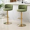Resenkos Velvet Bar Stools Set of 2 with Footrest, Counter Stools for Bar Bistro Dining Room Kitchen, Avocado
