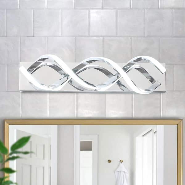 23.6 in. 2-Light Vanity Light LED Modern DNA Design Wave Chrome Bathroom LED