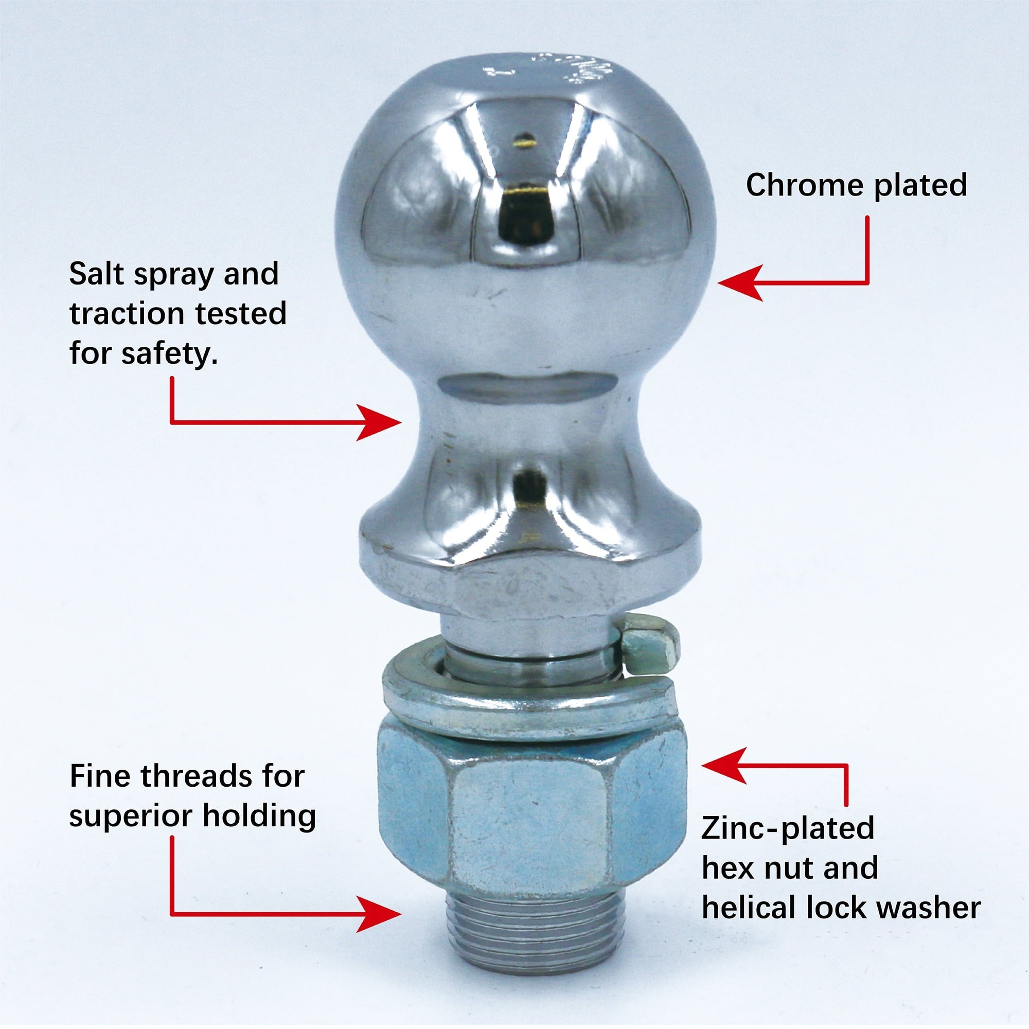 HyperTough 2 inch Chrome Hitch Ball, 6000 lbs GTW
