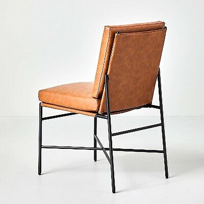 Faux Leather & Metal Dining Chair Black/Brown - Hearth & Hand with Magnolia