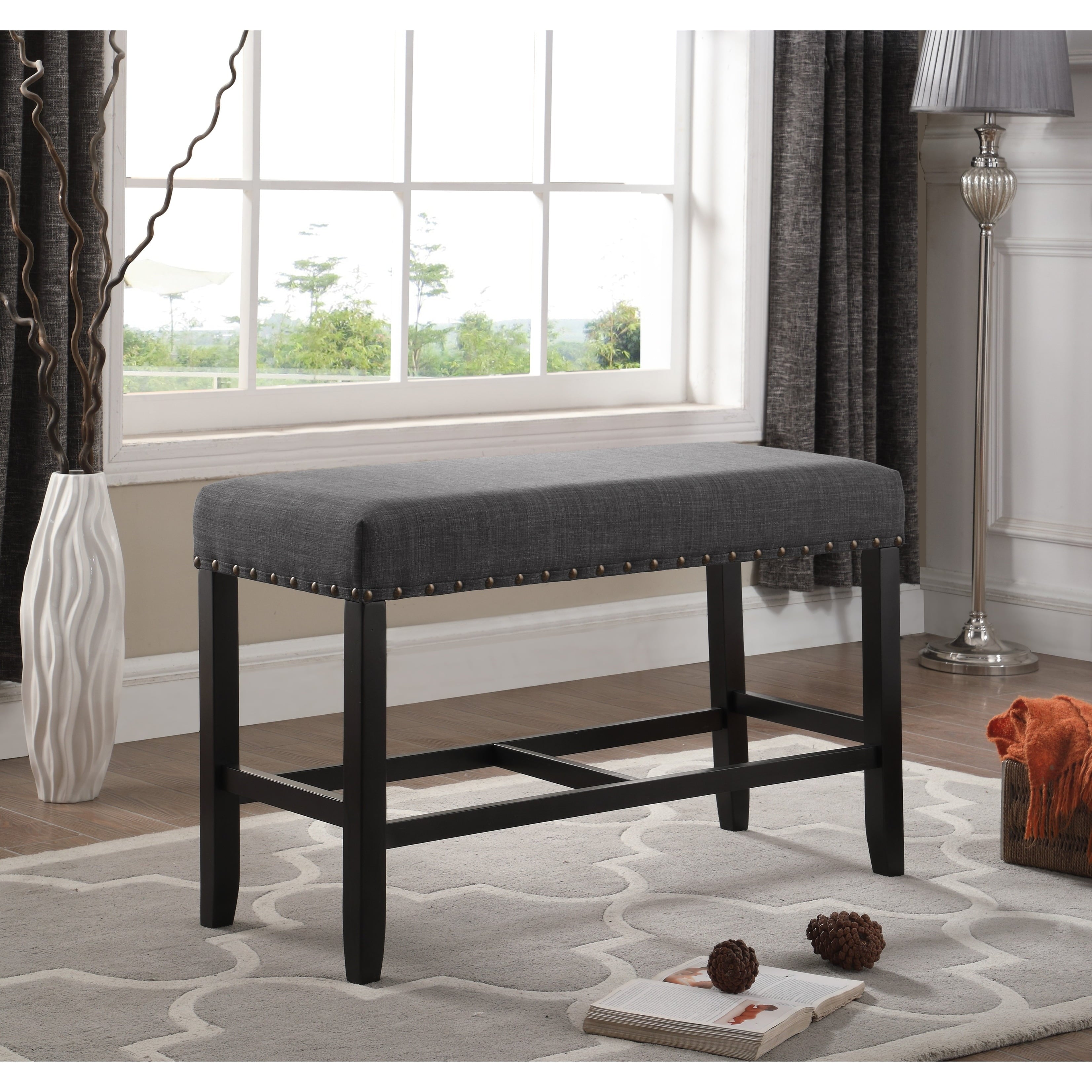 Roundhill Furniture Biony Tufted Bench, Tan