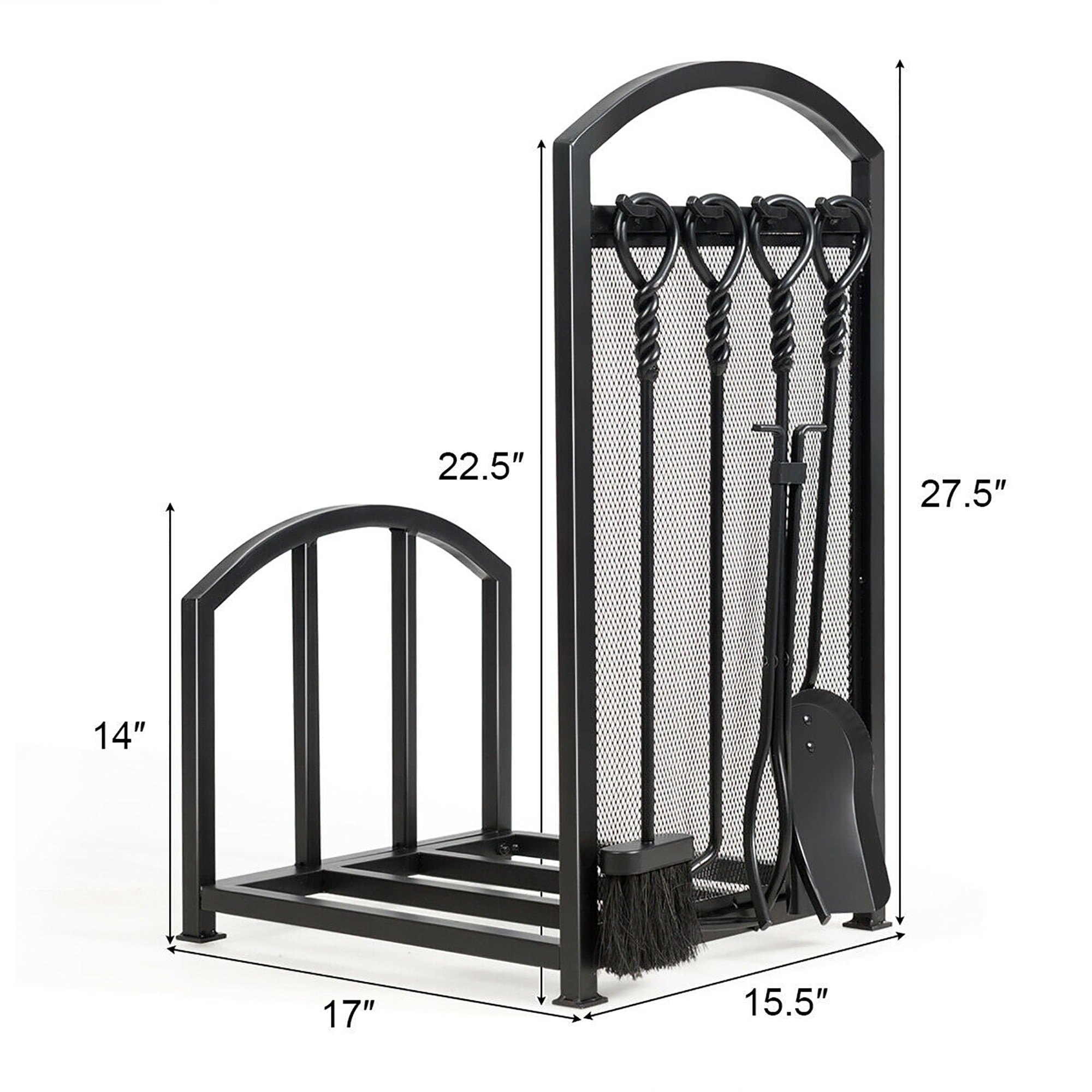 Costway Firewood Log Rack with 4 Tools Set Firewood Holders for Fireplace Indoor Outdoor