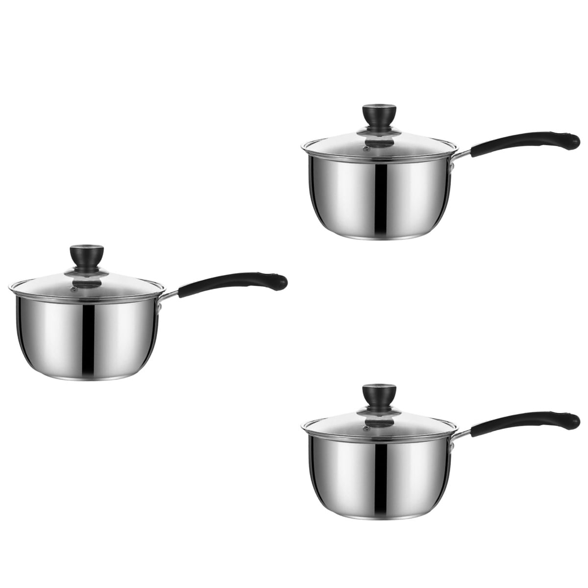 Homemaxs 3pcs Multi-function Milk Pot Non-stick Saucepan Covered Cooking Pot Stovetop Milk Pot Food Heating Pot