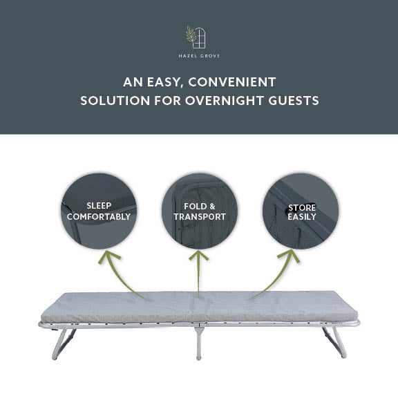 Hazel Grove Luca Folding Cot Guest Bed with 2