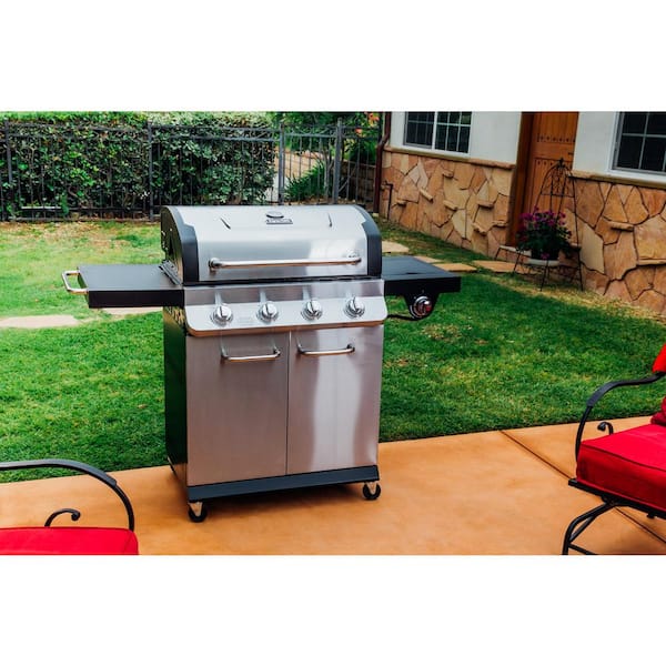 Premier 4-Burner Natural Gas Grill in Stainless Steel with Side Burner
