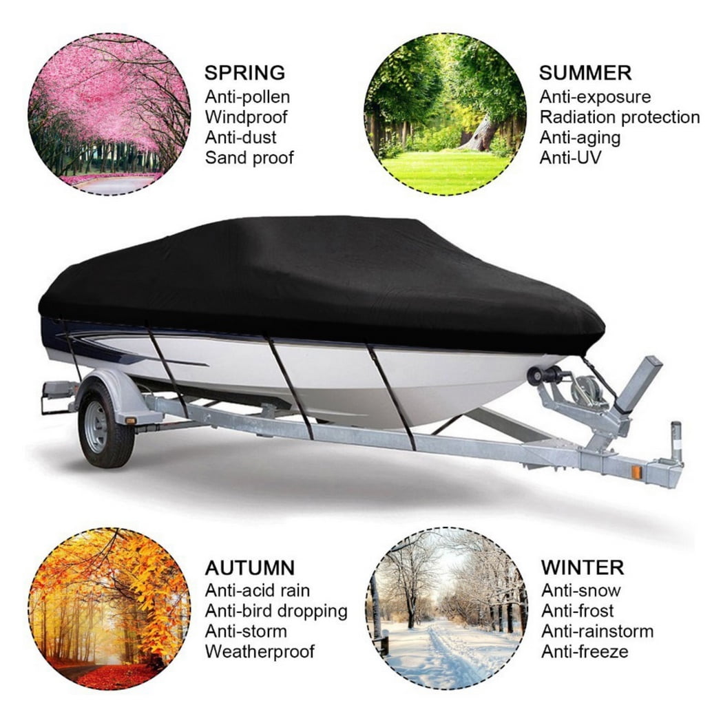 Boat Cover, Heavy Duty Waterproof Trailerable Boat Cover for V-Hull, TRI-Hull, Runabout Boat, Pro-Style Bass Boats, Fits up to 17-19ft Long and 96 in Wide