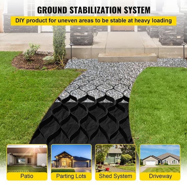 Gravel Grid 9 ft. W x 17 ft. L x 2 in. H Geocell Ground Grid 1885 LBS Per Sq Patio Ground Grid Paver for Slope Driveways