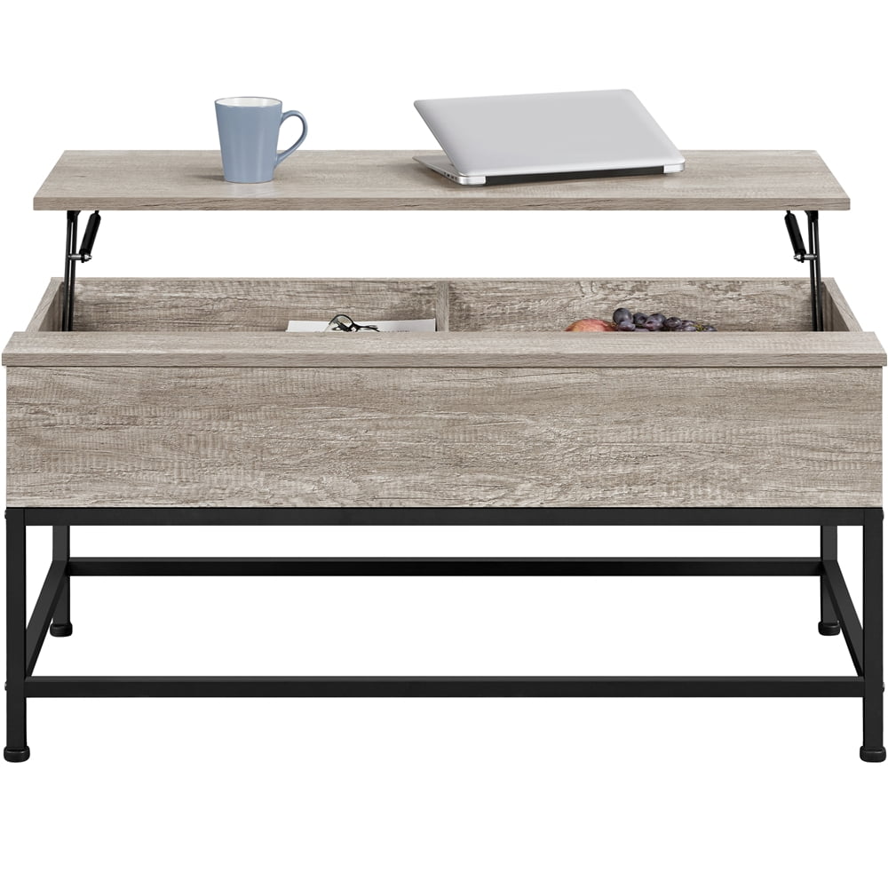 Alden Design Wood and Metal Lift Top Coffee Table, Rustic Gray