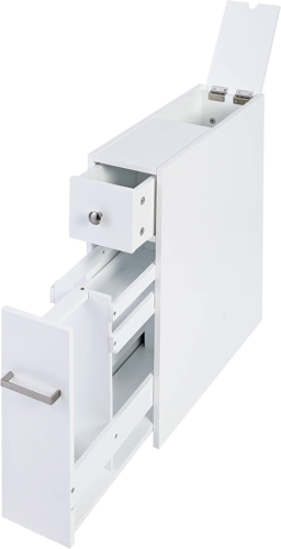 Spirich Home Slim Bathroom Storage Cabinet, Free Standing Toilet Paper Holder,Ba