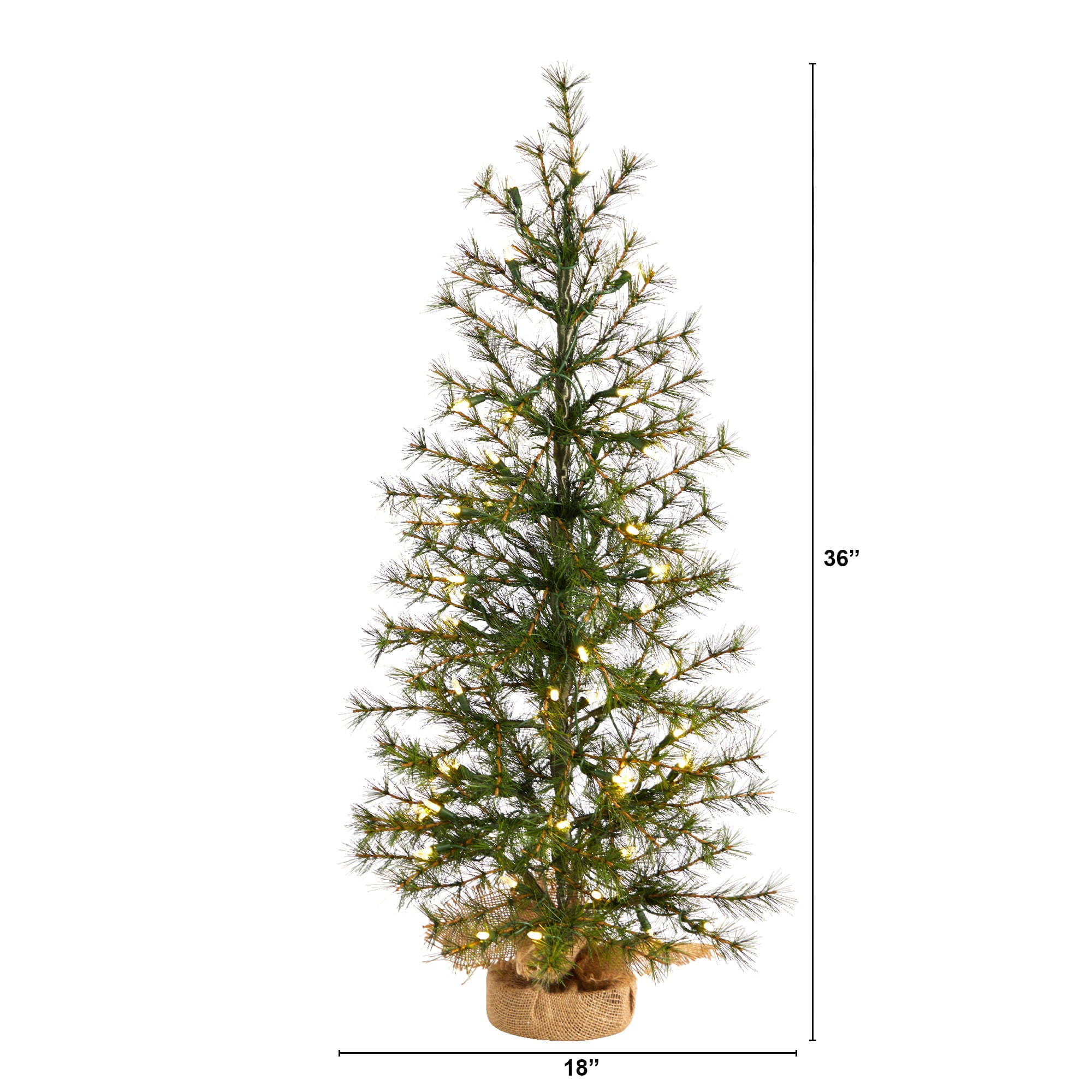 Nearly Natural 3' Artificial Christmas Tree with 50 Clear LED Lights Set in a Burlap Base