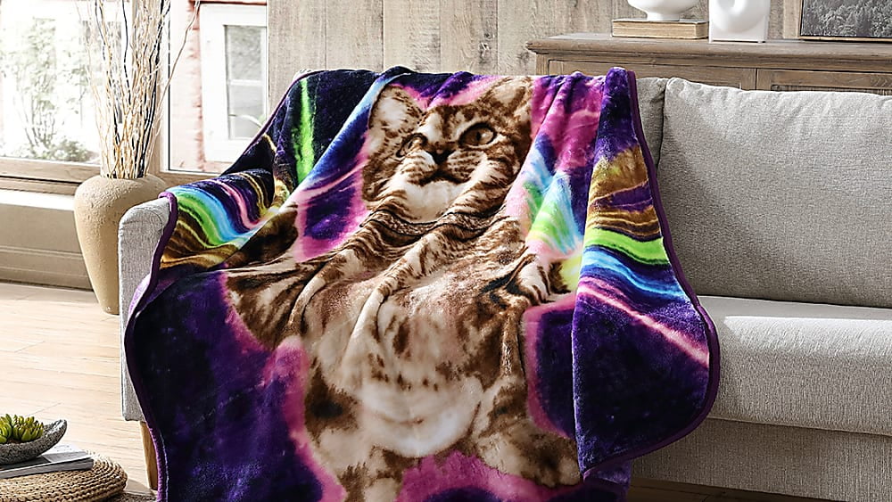 Wild Frontier Galactic Cat Throw Blanket, Purple, Standard Throw