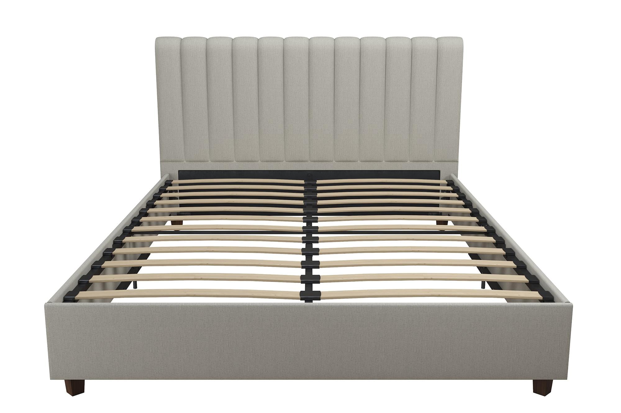 Novogratz Brittany Upholstered Bed, Queen, Gray Linen