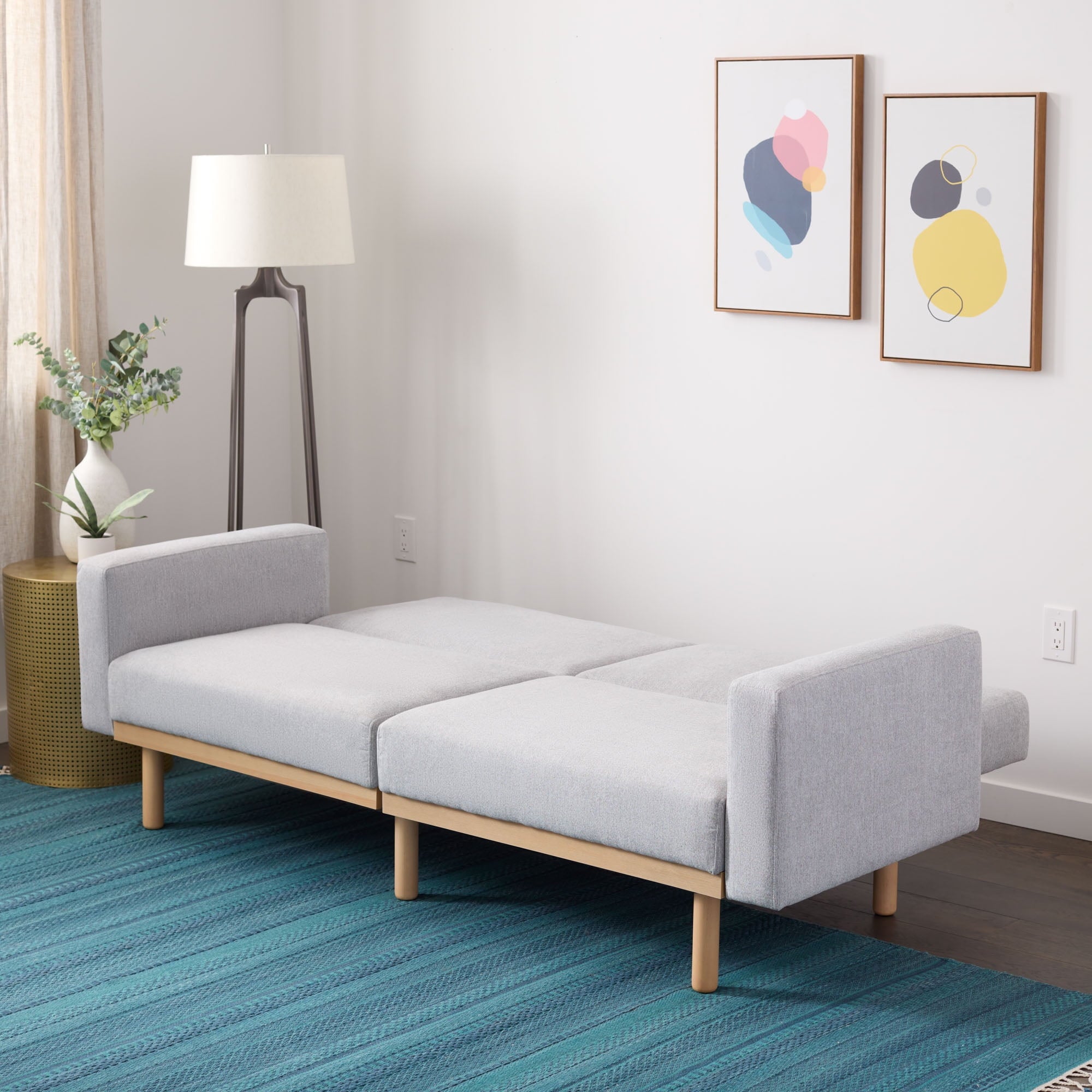 Mayview Upholstered Wood Base Futon, Light Gray