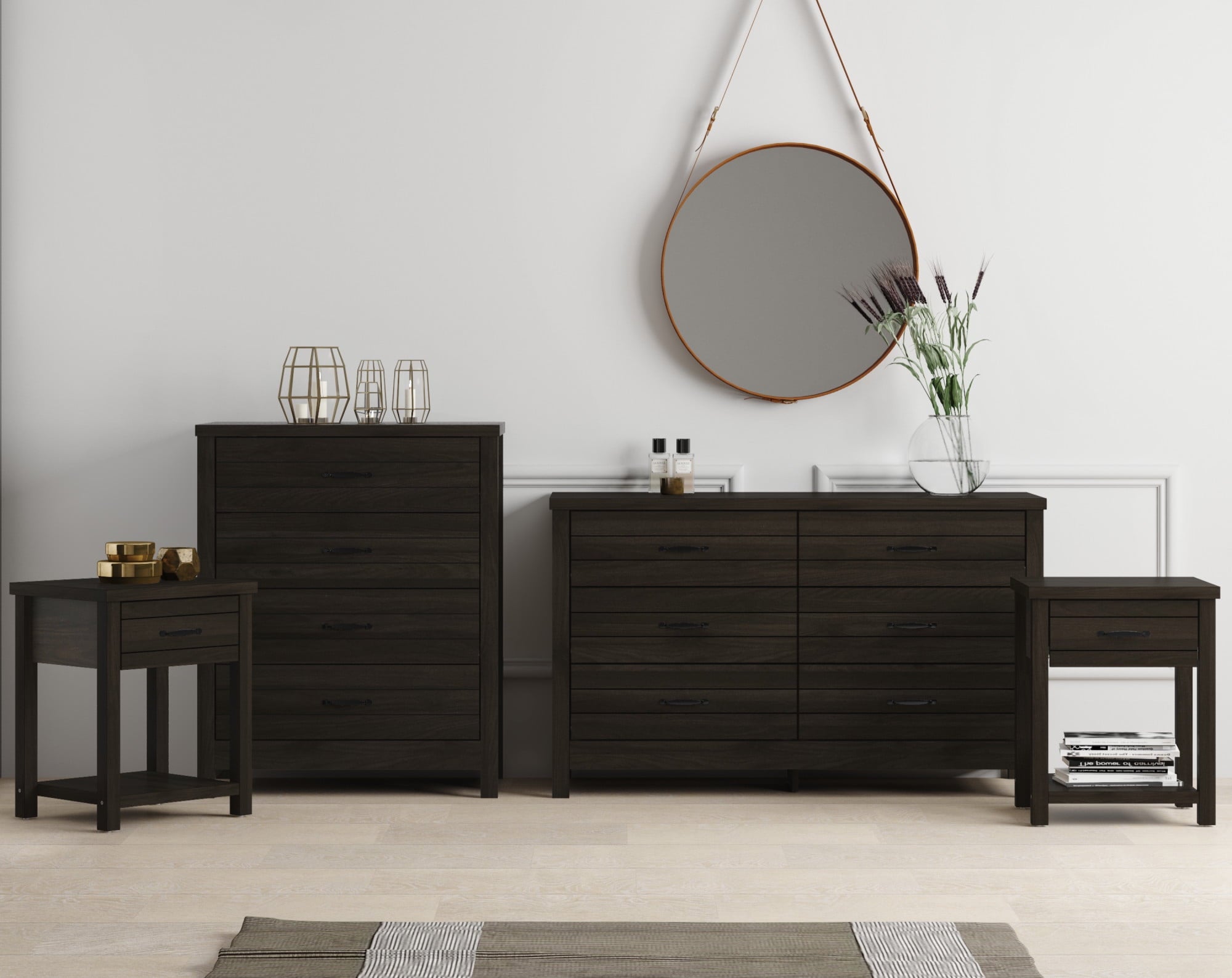 Lancaster Farmhouse 6-Drawer Dresser, Espresso, by Hillsdale Living Essentials