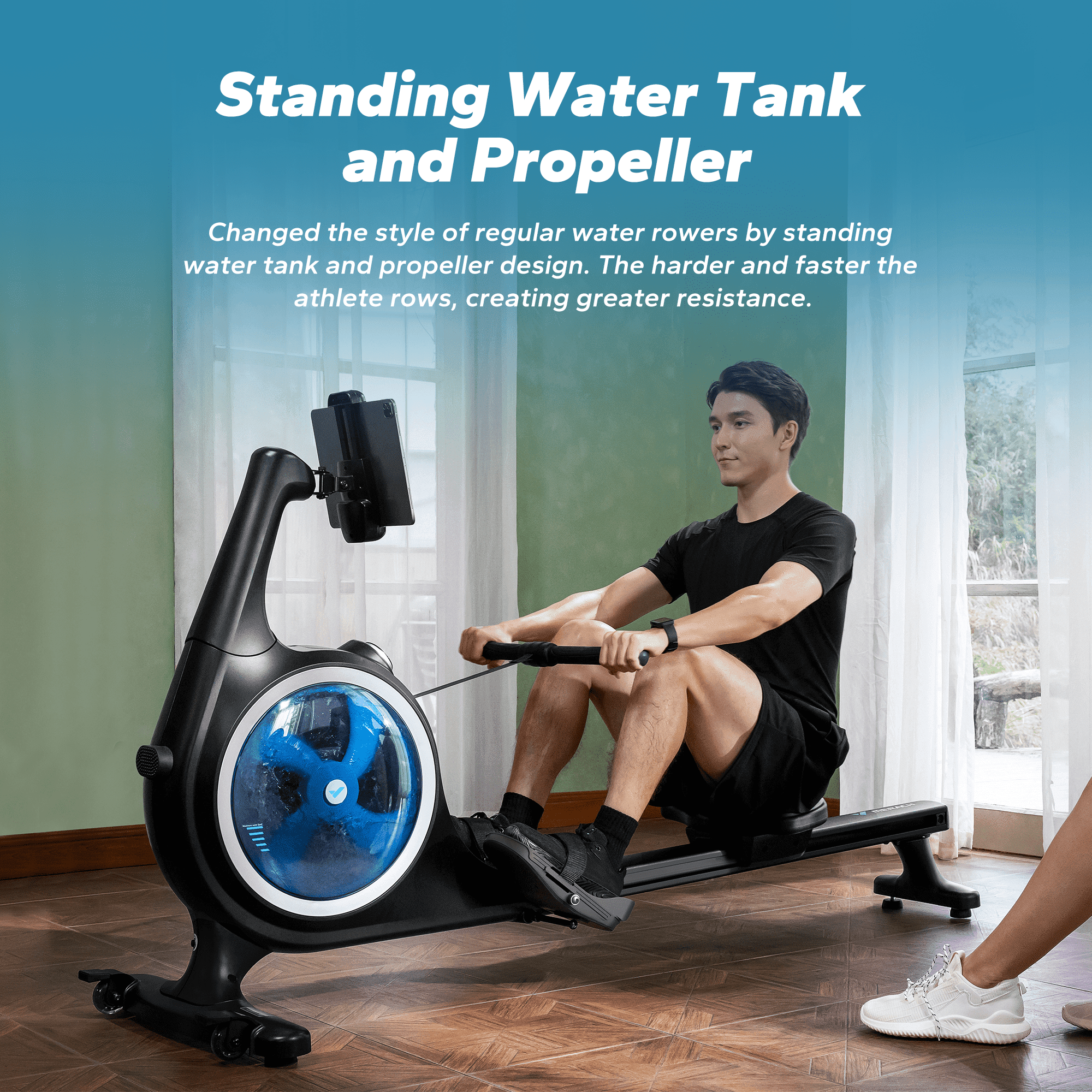 MERACH Water Magnetic Rowing Machine 16 levels Resistance Bluetooth Smart Rower for Home Workout Q5