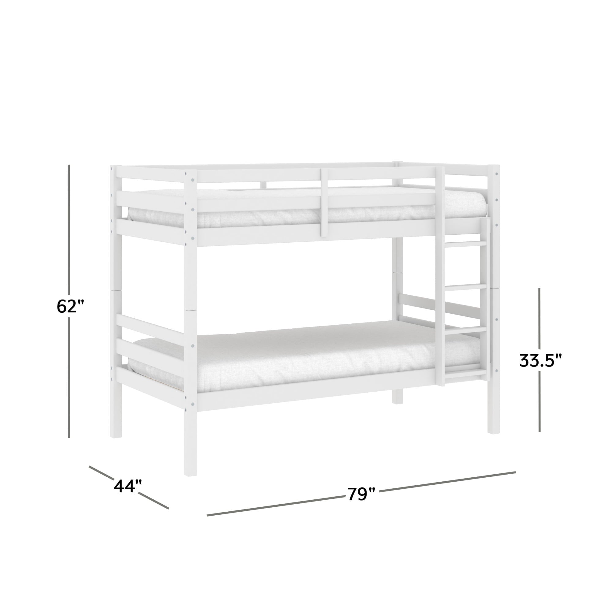 Campbell Wood Twin over Twin Convertible Bunk Bed, White