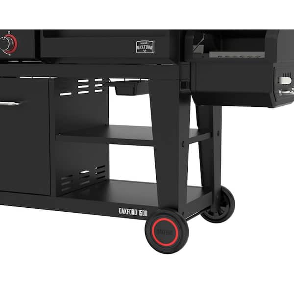 Oakford 1150 3-Burner Plus Offset Smoker Charcoal and Propane Combo Grill in Black