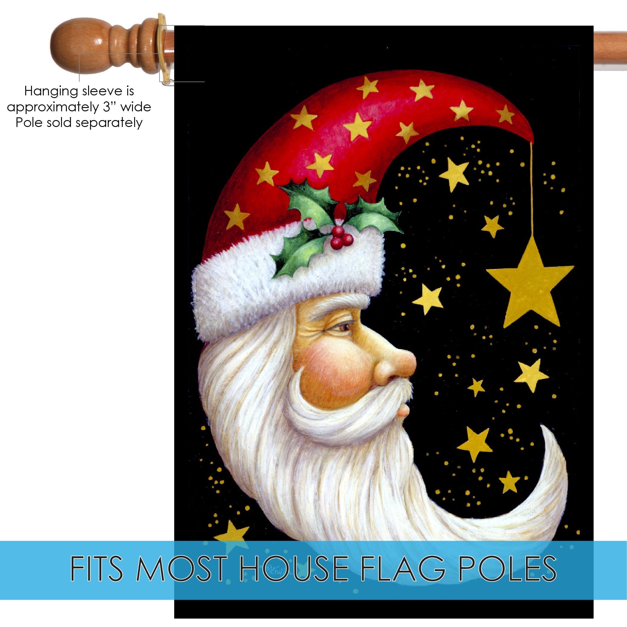 Toland Home Garden Santa Moon Winter Christmas Garden Flag Double Sided 28x40 Inch