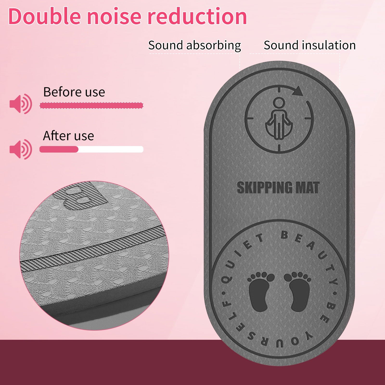 Kotyreds Jump Rope Mat - Durable Jumping Rope Mat with Non-Slip Texture High Density