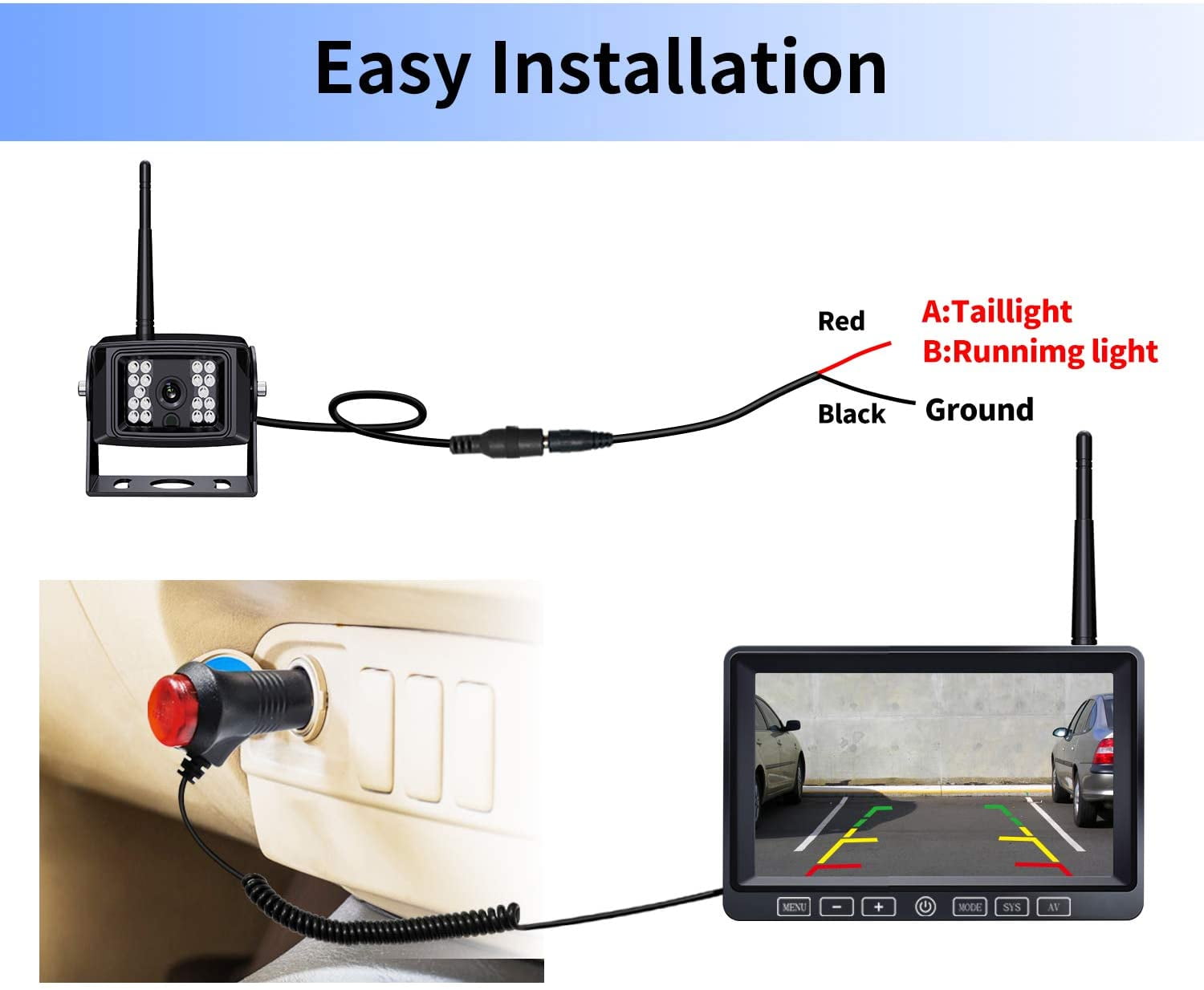 ZEROXCLUB Wireless Backup Camera with 7-Inch DVR Dual/Quad Split Touch Monitor, IP69 Waterproof HD 1080P Wireless 2 Rear View Side View Camera System for RV Trailer Truck 5th Wheel,BW702