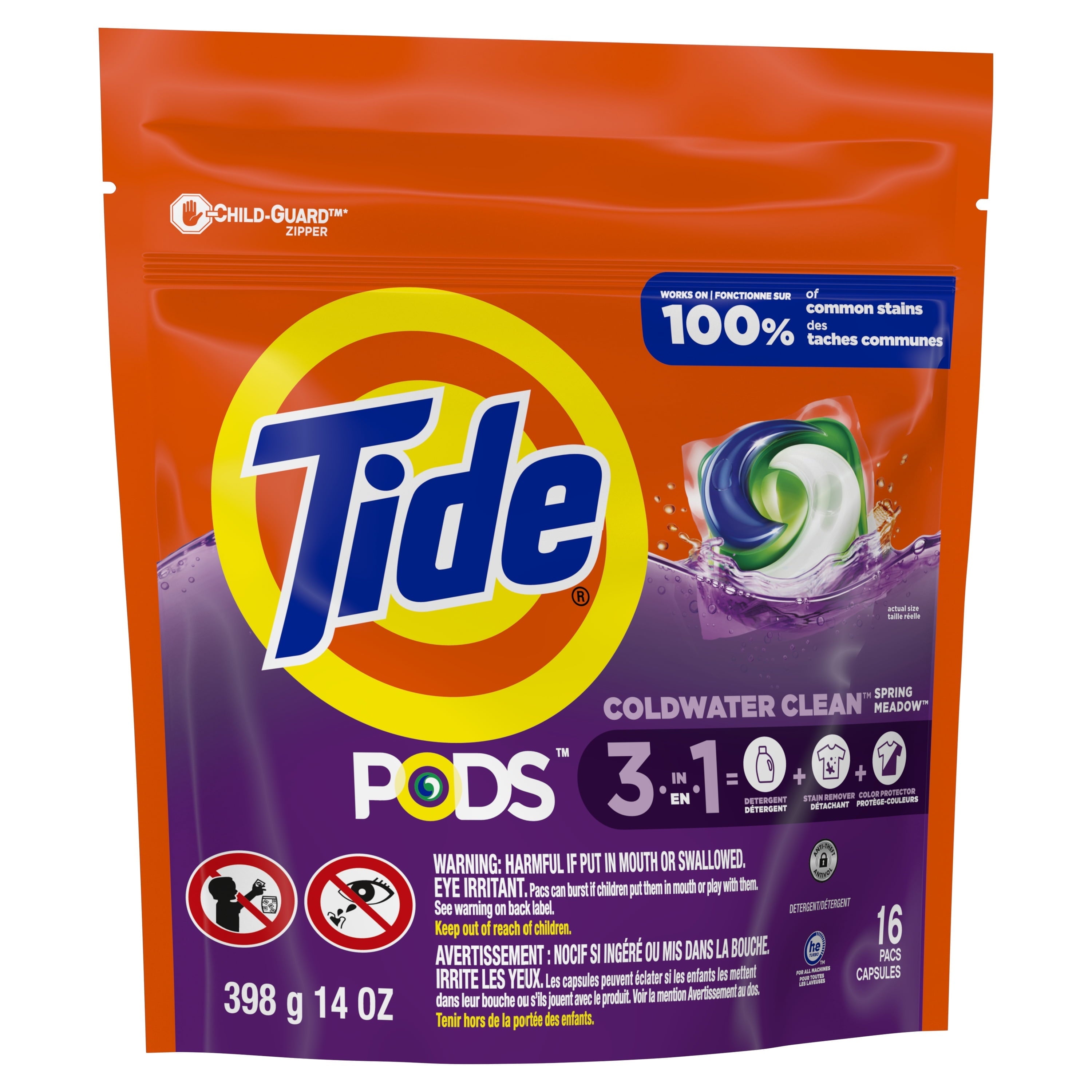 Tide Pods Laundry Detergent Soap Packs, Spring Meadow, 16 Ct