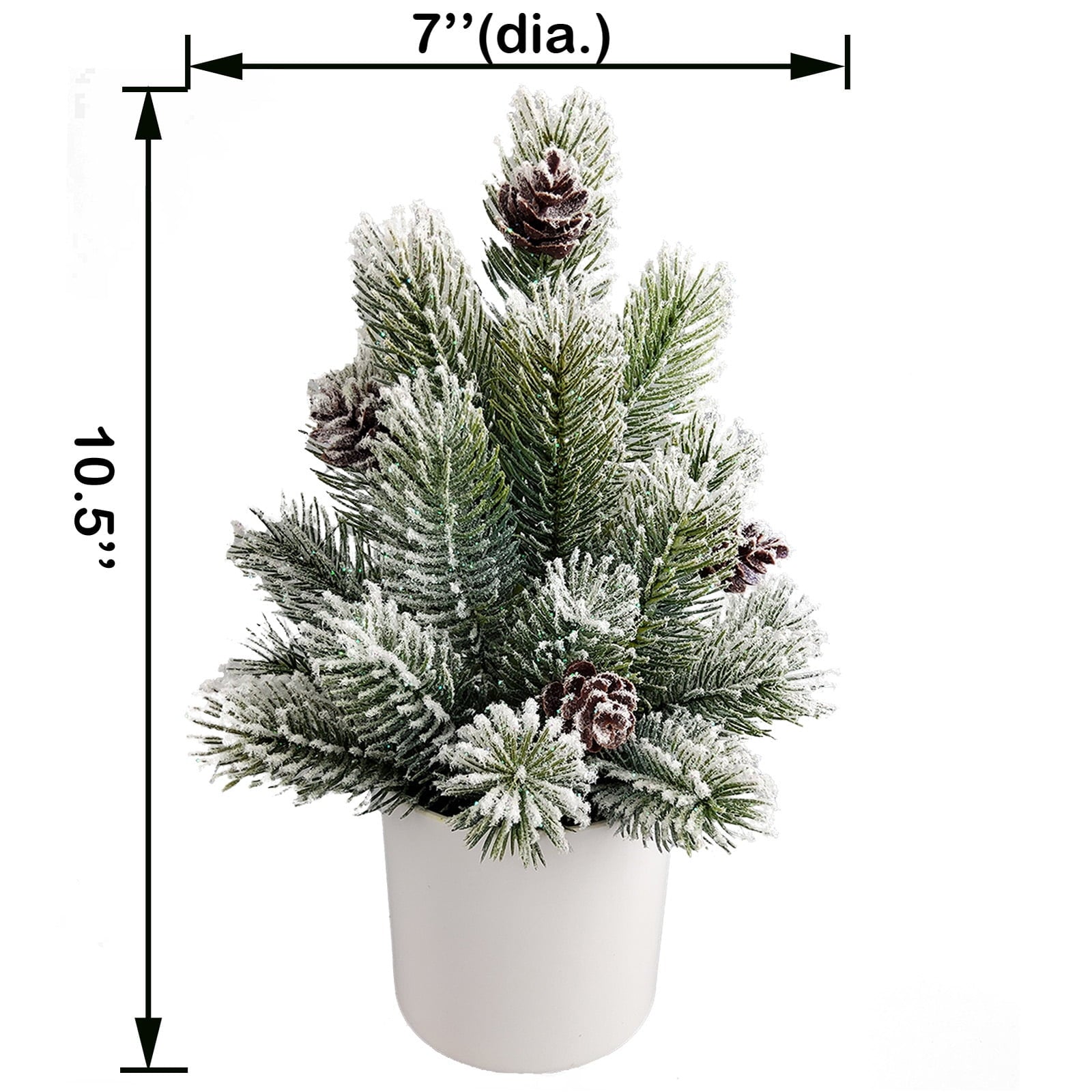 Mainstays 10.5in Indoor Artificial Pine Tree in Pot with Snow