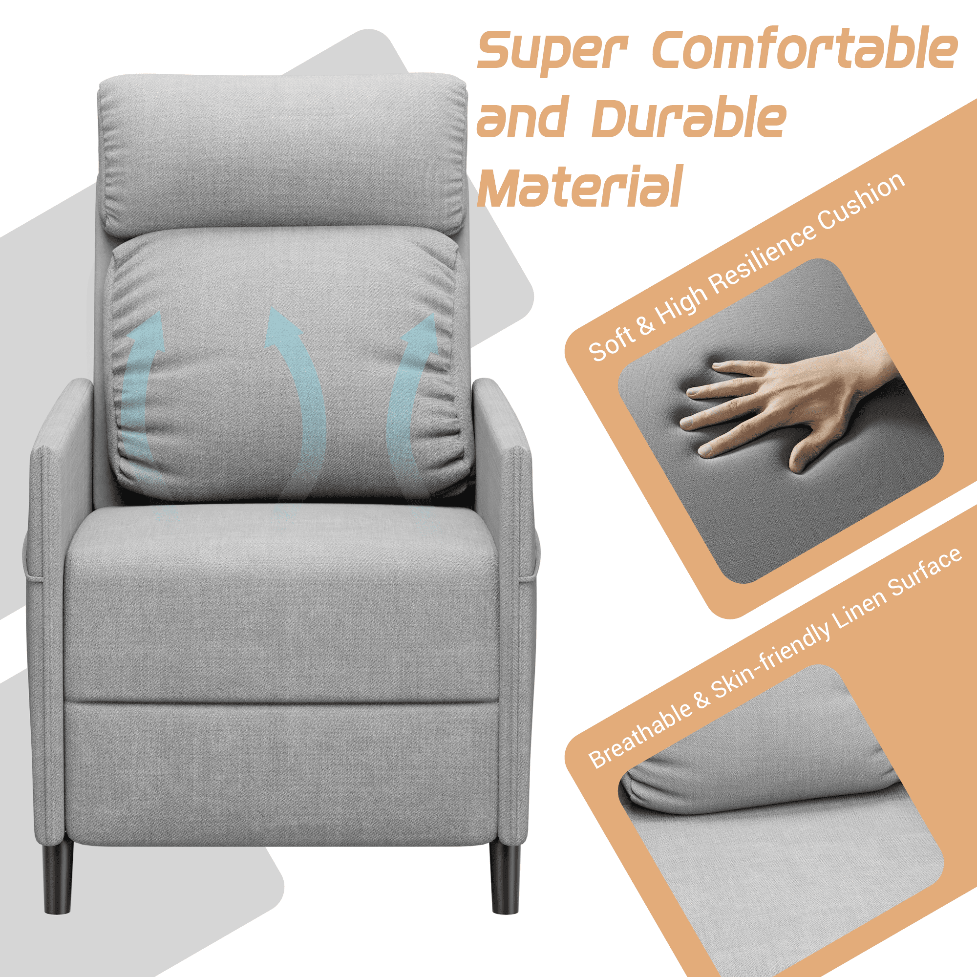 Homall Massage Recliner Home Single Sofa Chair Home Theatre Seating Living Room Sofa,Linen Grey