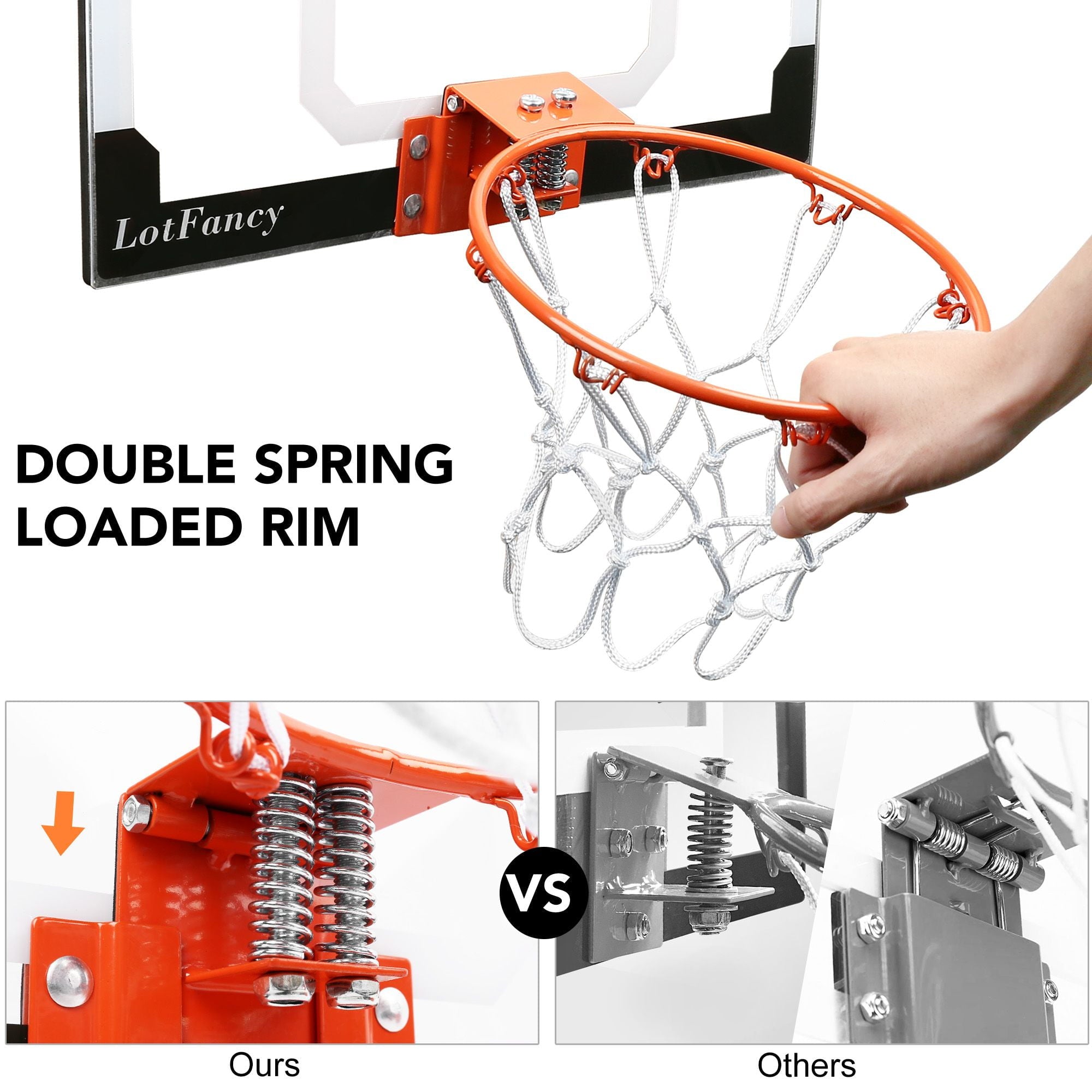 LotFancy Indoor Mini Basketball Hoop Set for Kids Teens Adults, 3 Balls, 18