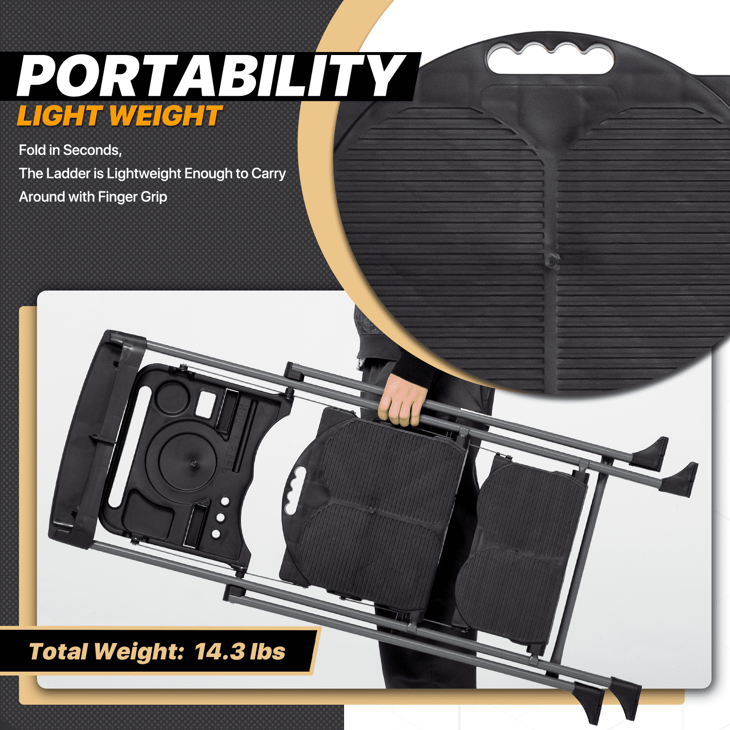 MoNiBloom 2 Step Ladder with Tool Tray, 331 lbs Weight Capacity, Steel Folding Stool With Non-Slip Wide Pedal, Black