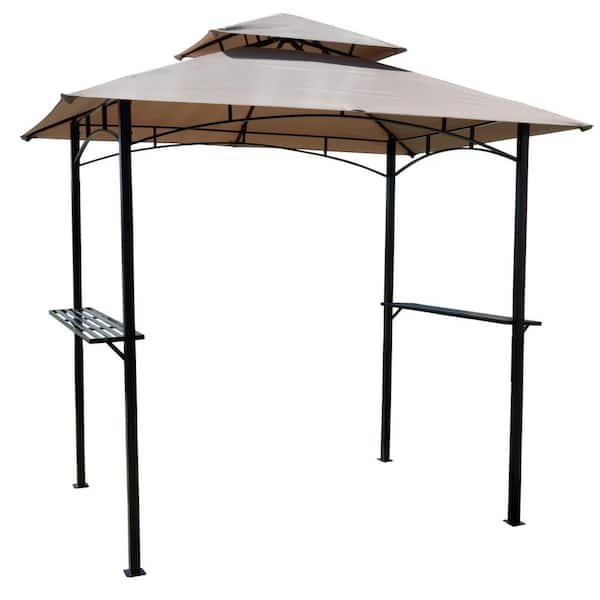 Andra 8 ft. x 5 ft. Beige Soft Top Barbecue (BBQ) Grill Canopy (Tent) with 4-Pieces Magnetic Detachable LED Light