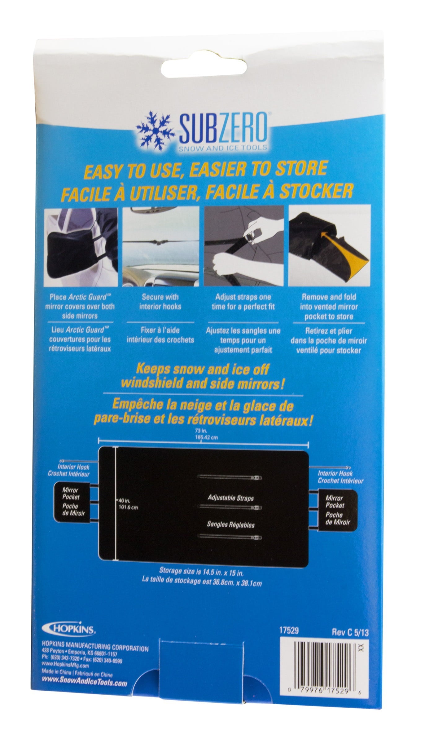 SubZero ArcticGuard Heavy Duty Adjustable Windshield Cover for Car, Truck, SUV & More, Black, 1PK, 17529