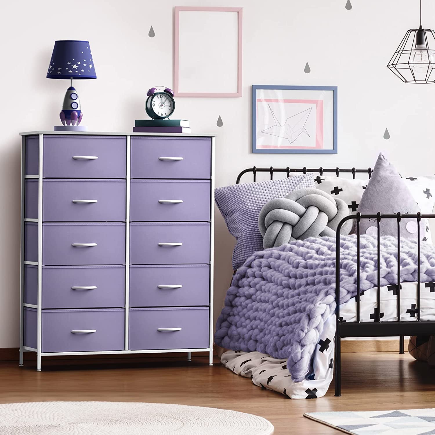 Sorbus Dresser with 10 Drawers - Storage Unit Organizer Chest for Clothes - Bedroom, Kids Room, Nursery, & Closet - Steel Frame, Wood Top, and Easy Pull Fabric Bins