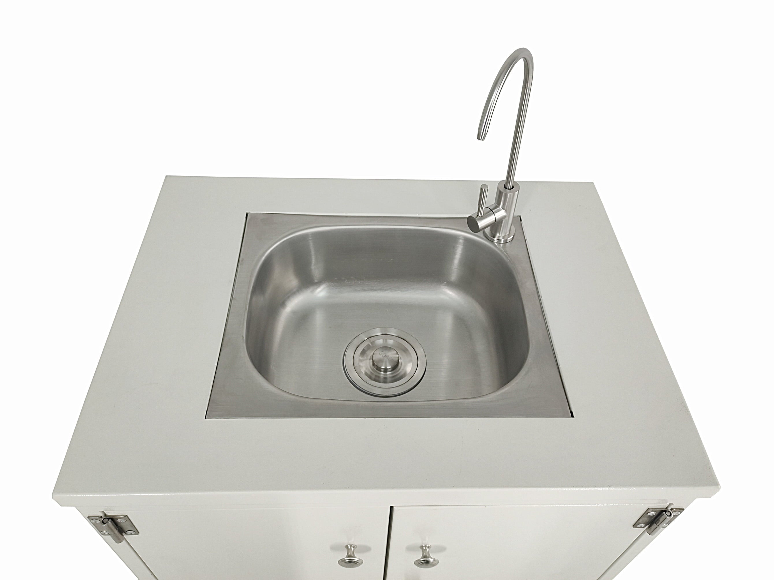 Cabinet Portable Sink Self Contained Hand Wash Station Mobile Sink Water Fountain Water Supply 110V/12V Powered Built-in Pump Water Jugs NOT included 24 X 18 X 30