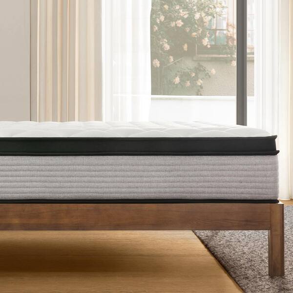 Queen Medium Innerspring Mattress Hybrid Pocket Spring 10 in. Bed-in-a-Box Mattress