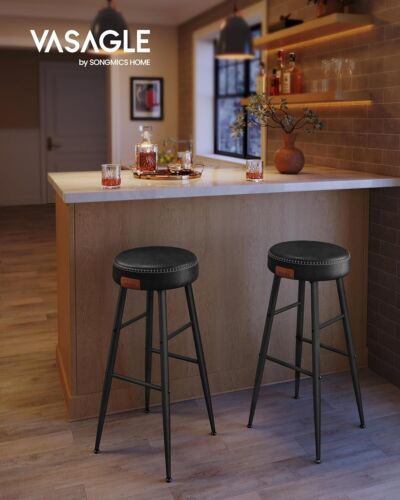 VASAGLE Ekho Collection Bar Stools Set of 30" Height, Simply Black