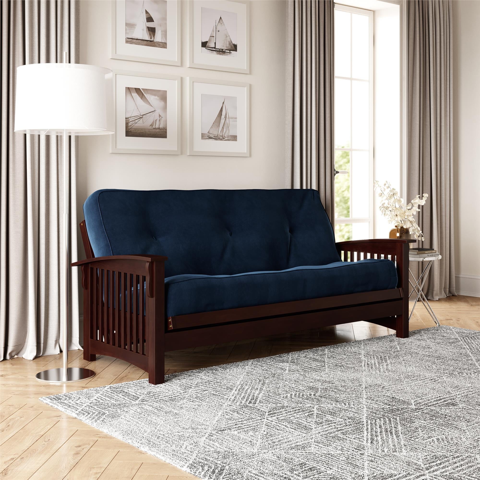 DHP 8 Inch Independently Encased Coil Futon Mattress, Blue Microfiber