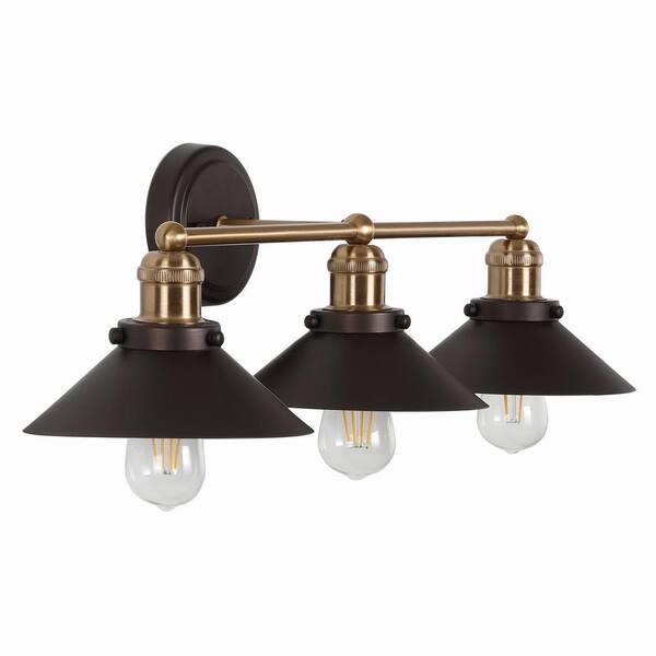 July 26.5 in. 3-Light Oil Rubbed Bronze/Brass Gold Metal Vanity Light
