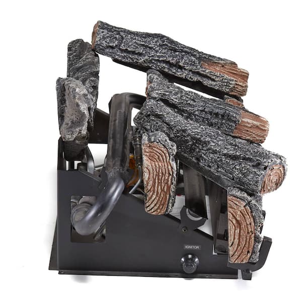 22 in. W Vent-Free Propane Gas Fireplace Log Set - Winter Oak, 32,000 BTU, Thermostat Control