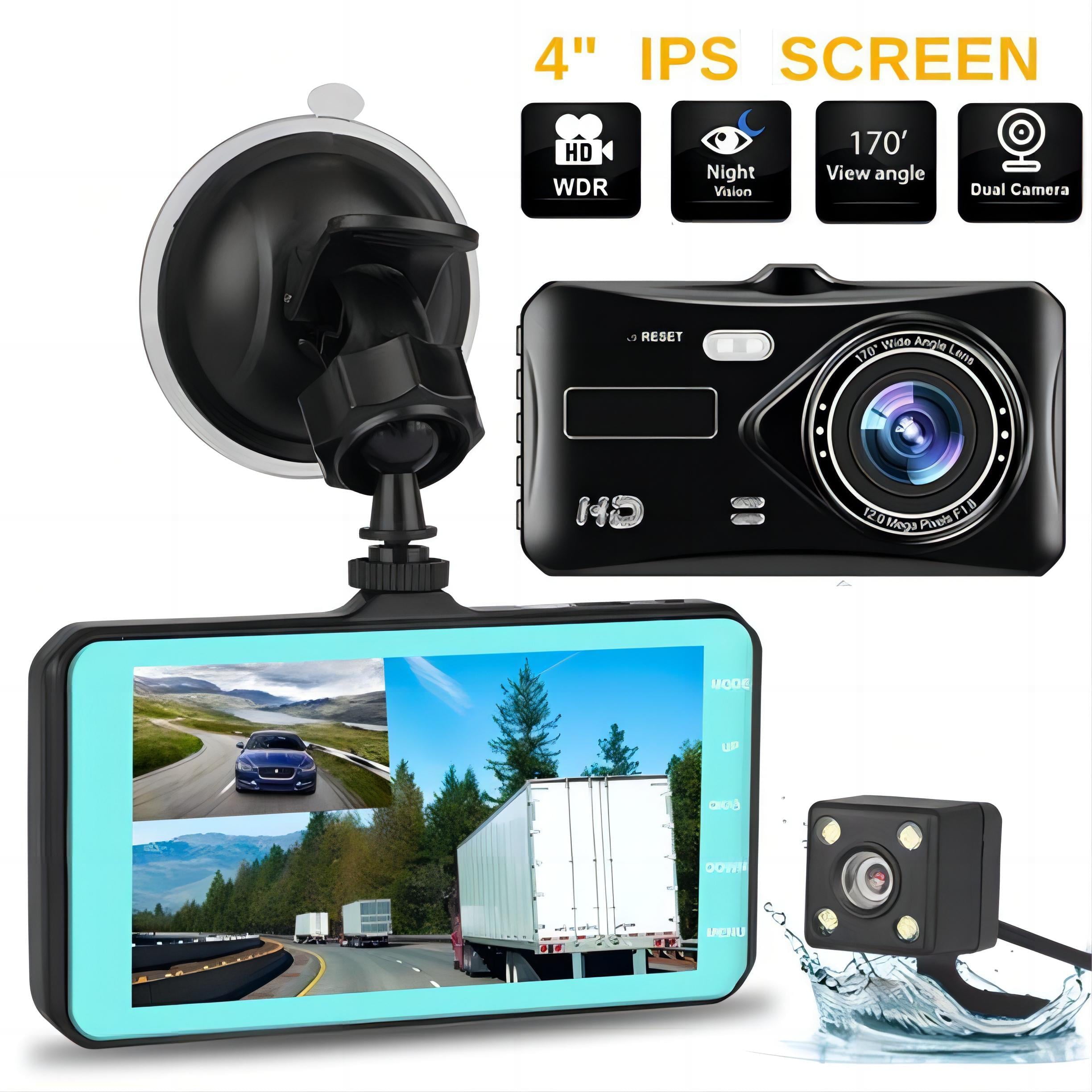Hanru 1296P HD Dash Cam Front and Rear Dual Dashcam, Dash Camera, 4-inch Touch Screen LCD Display Car Camera, Night Vision, Parking Mode, G-Sensor, Loop Recording, 170° Wide Angle DVR Recorder