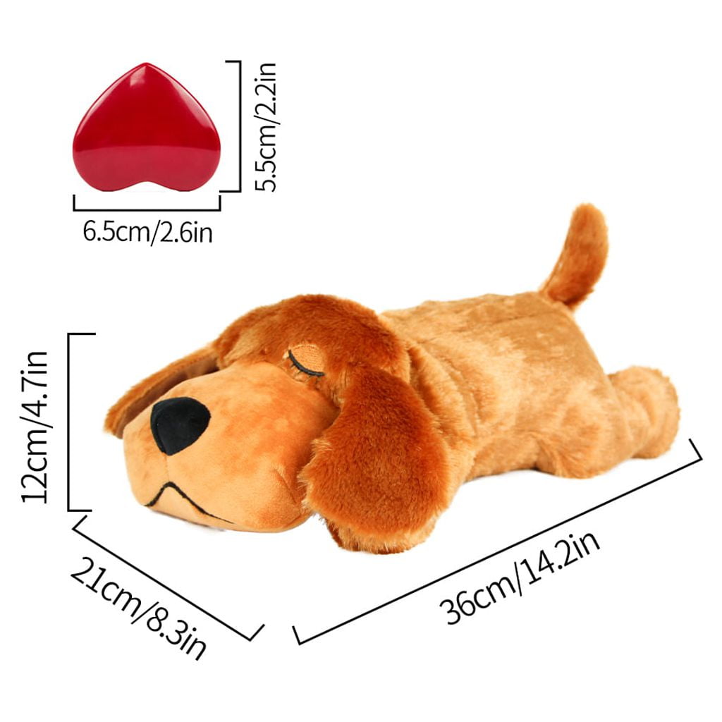 AIPINQI Doggy Heartbeat Stuffed Toy, Pet Anxiety Relief Sleep Aid Calming Toys, Dark Brown