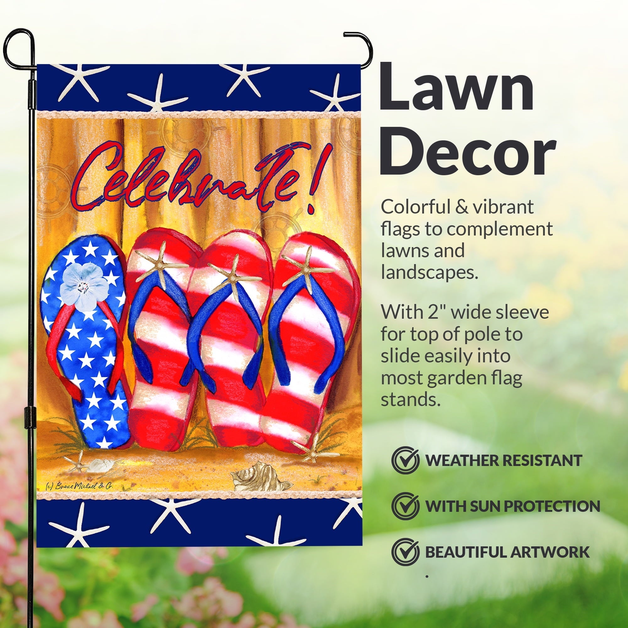 Country Charm Garden Flags (Set of 10) Double Sided 12 x 18 inch Seasonal Flags with Anti-Wind Clip Stopper