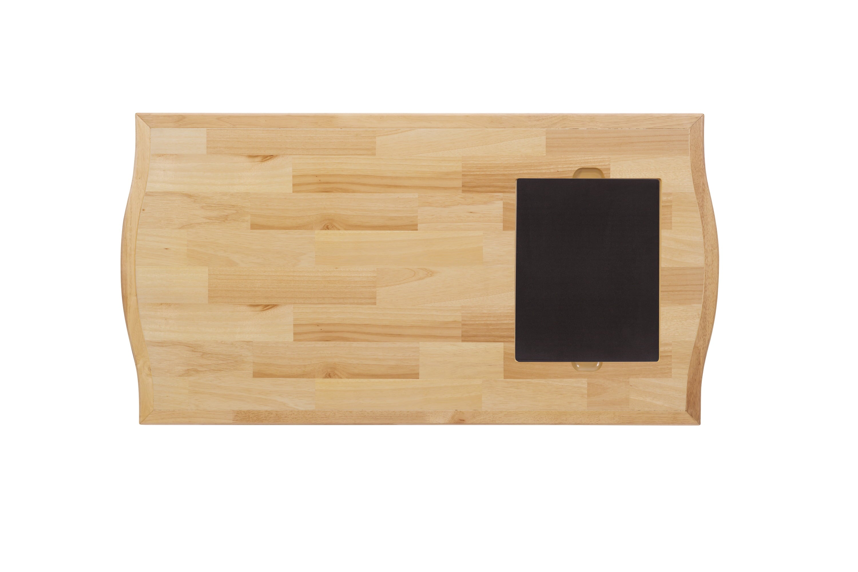 Pennfield Kitchen Island with Black Granite Removable Cutting Surface, Black and Natural