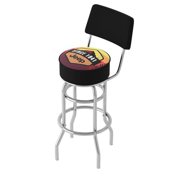 Jeep Sunset Mountain 31 in. Red Low Back Metal Bar Stool with Vinyl Seat