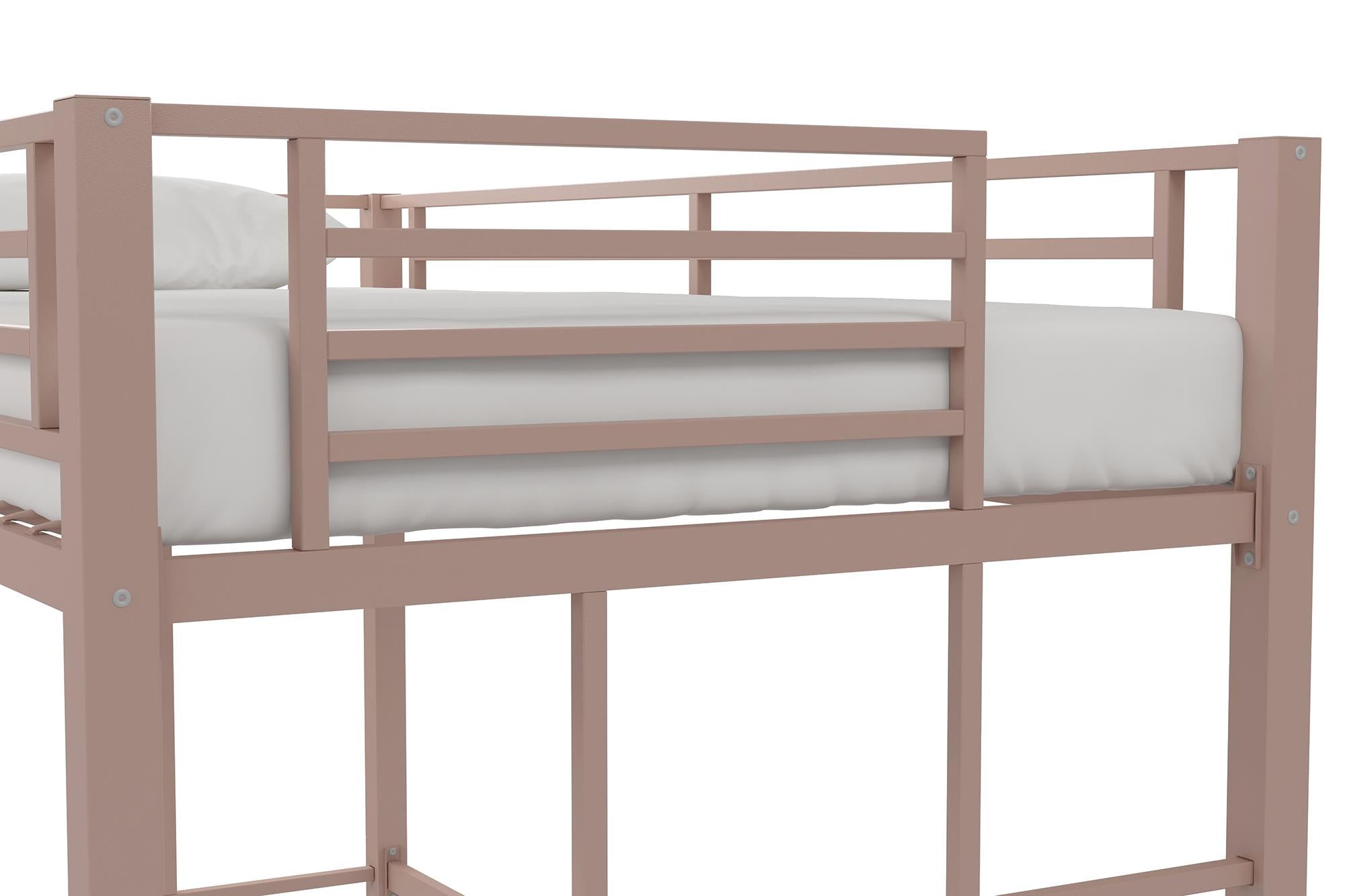 Your Zone Brittain Twin Metal Loft Bed, Pink
