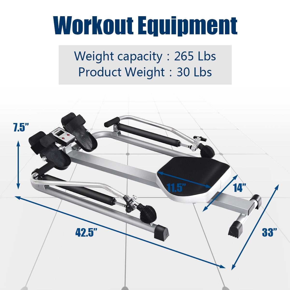 Gymax Exercise Rowing Machine Rower w/Adjustable Double Hydraulic Resistance Home Gym