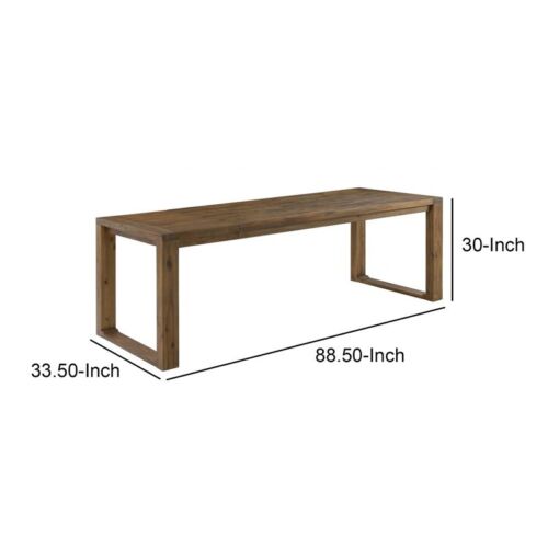 Rectangular Extendable Wooden Dining Table with Grain Details in Brown