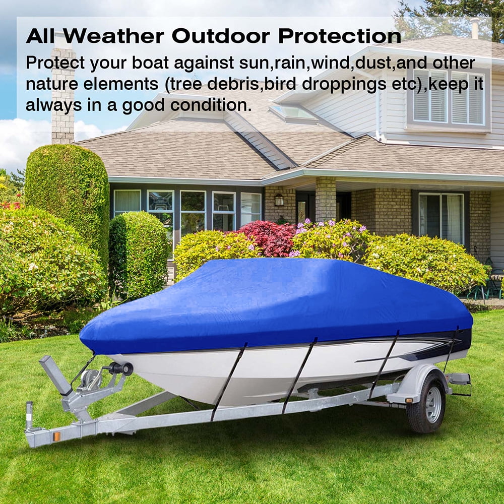 Lovote Boat Cover Heavy Duty Trailerable Waterproof Boat Covers Fits V-Hull, TRI-Hull, Pro-Style, Fishing Boat, Runabout, Bass Boat 11-13ft