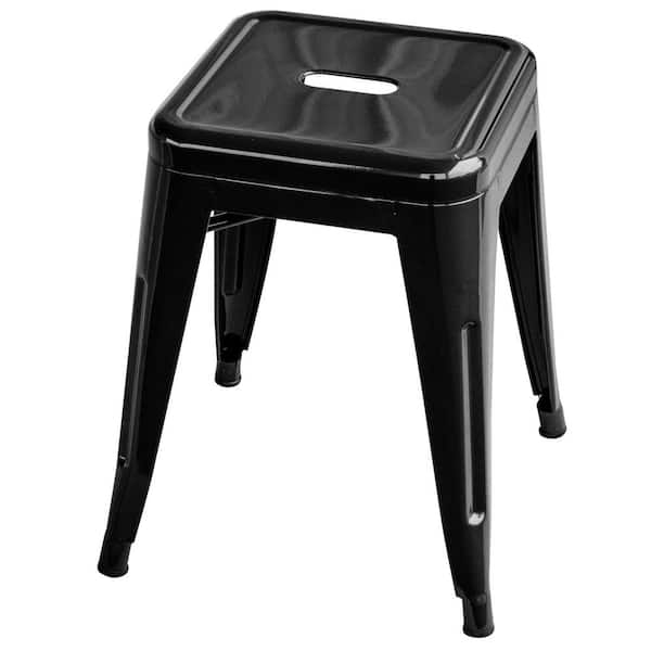 Loft Style 18 in. Stackable Metal Bar Stool in Black (Set of 4)