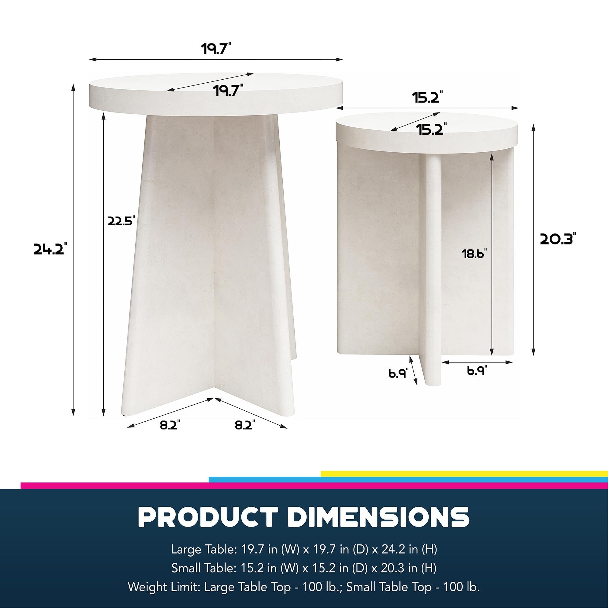 Queer Eye Liam Round End Tables, Set of 2, Plaster