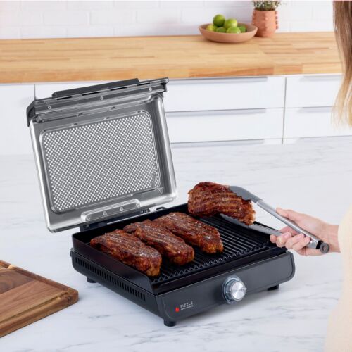Ninja - Sizzle Smokeless Countertop Indoor Grill & Griddle with Interchangeab